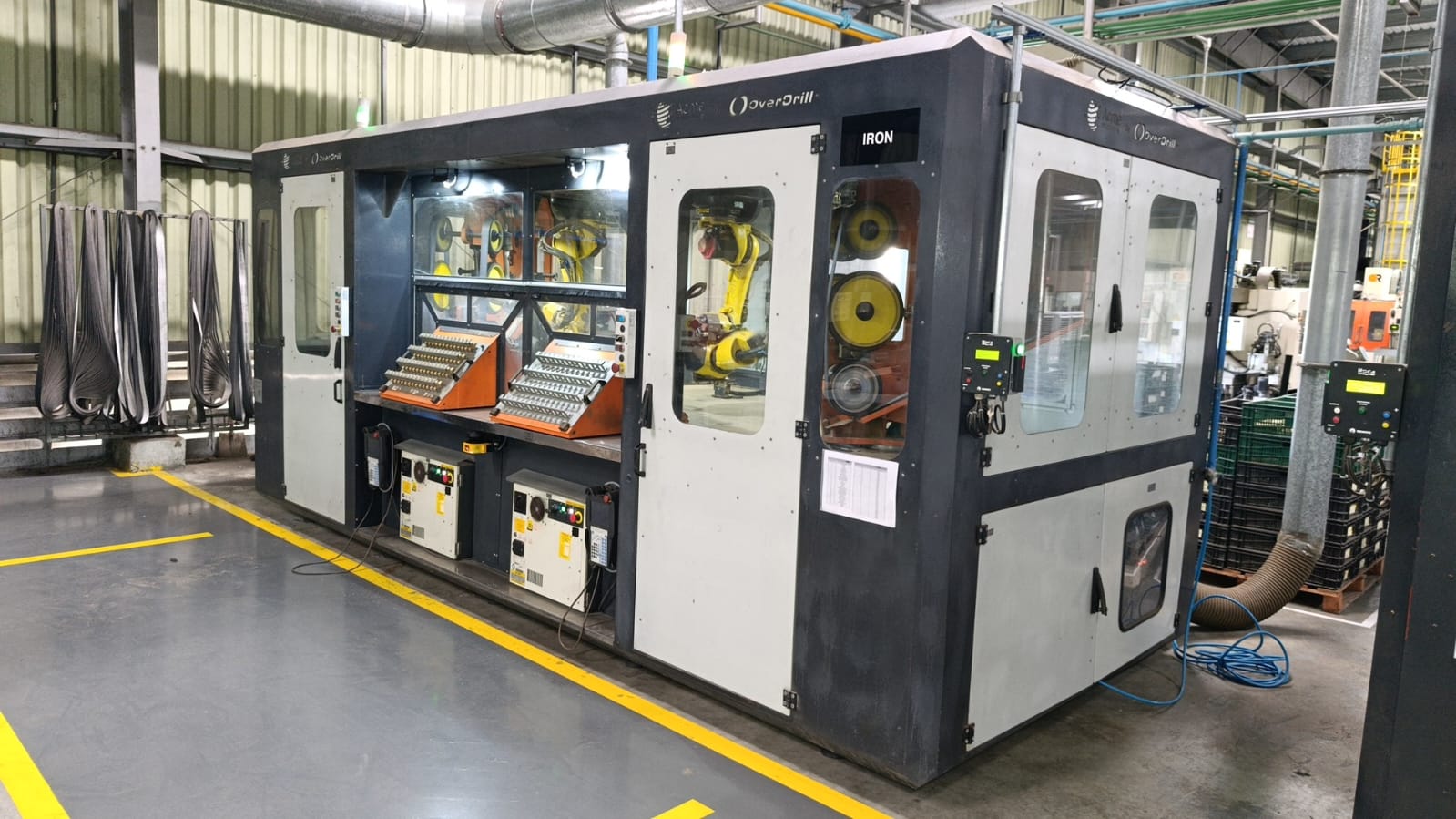 Automated equipment in an industrial environment.